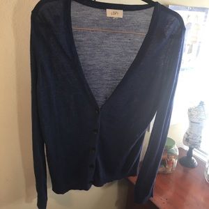 Anne Taylor Loft Navy Blue Button Down Cardigan